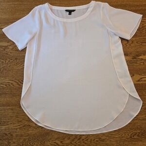 Banana Republic Size S Blouse White Womens Sheer Short Sleeve Snow Day Work Date
